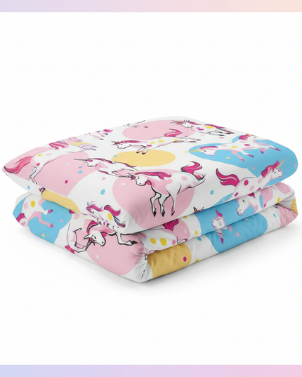 gallop heart circle unicorn bedding - white-bg