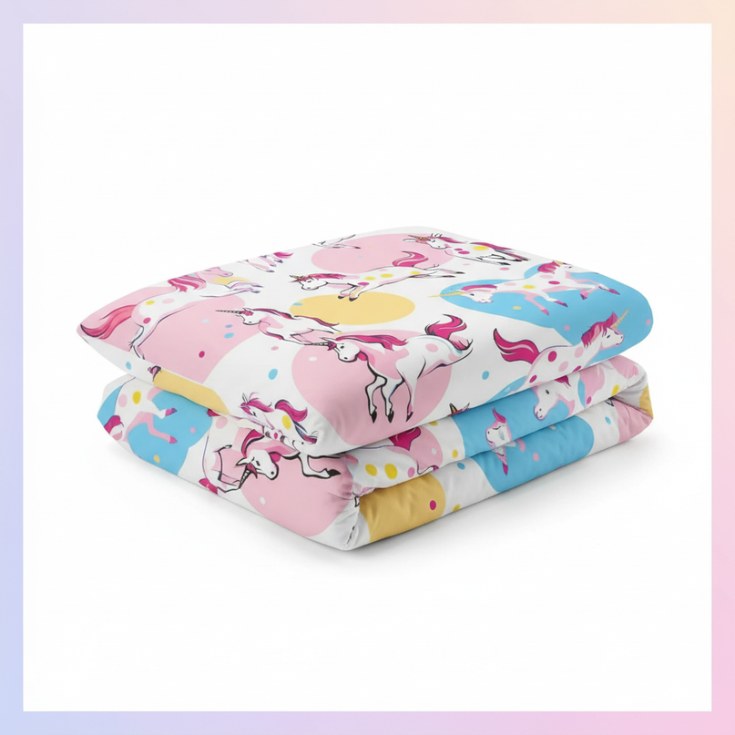 gallop heart circle unicorn bedding - white-bg