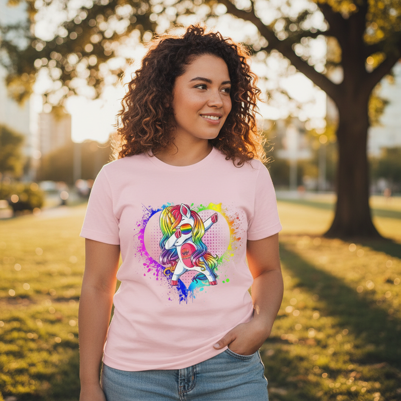 gay unicorn shirt - in-use