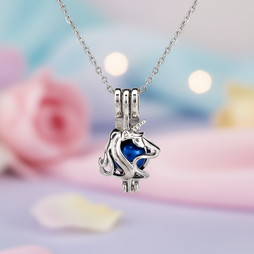 geometric unicorn head necklace - lifestyle
