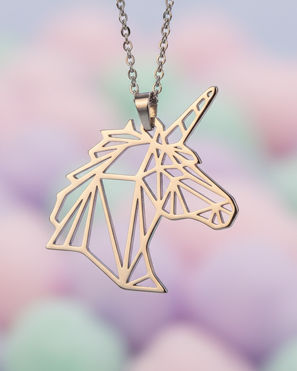 geometric unicorn necklace - detail