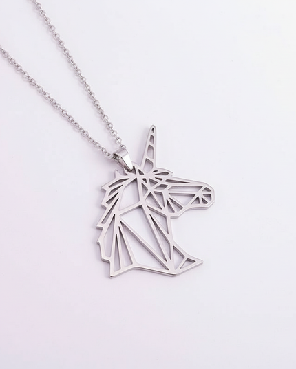 geometric unicorn necklace - white-bg
