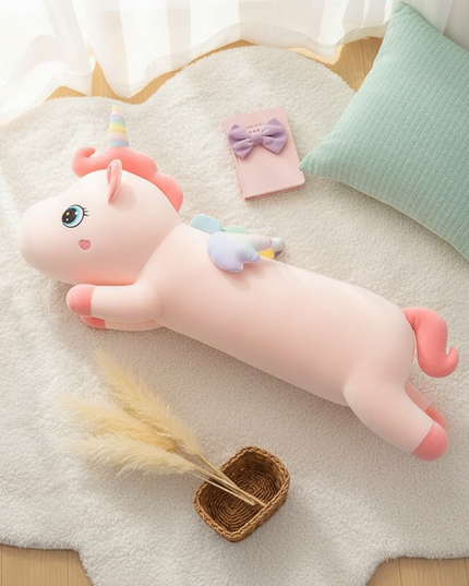 giant fluffy unicorn plush - flat-lay