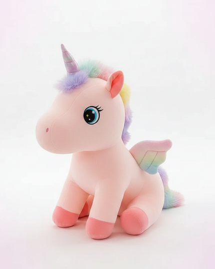 giant fluffy unicorn plush - white-bg