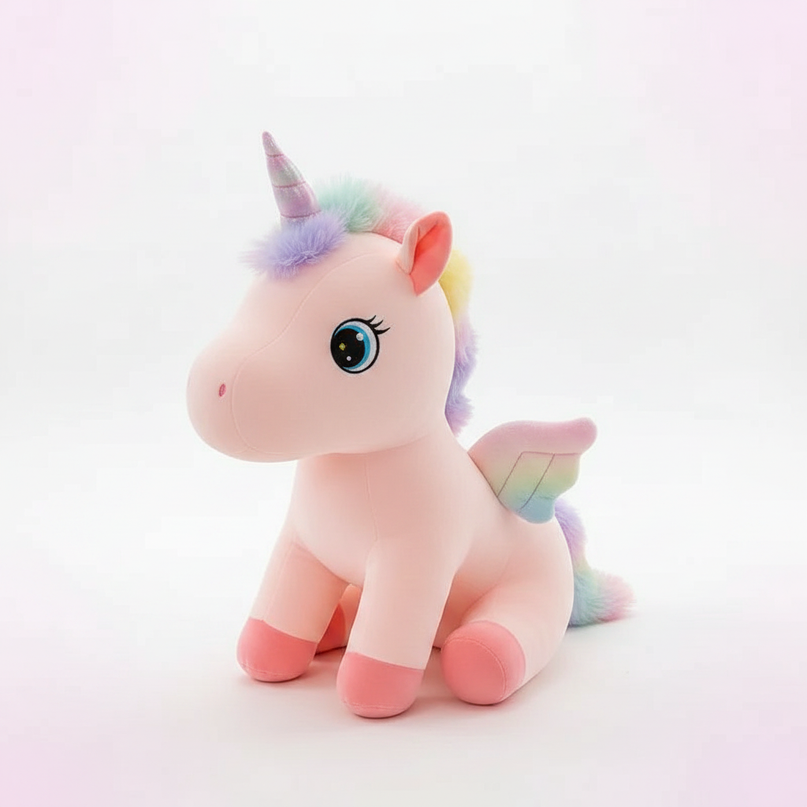 giant fluffy unicorn plush - white-bg