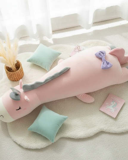 giant lovely unicorn plush toy - flat-lay