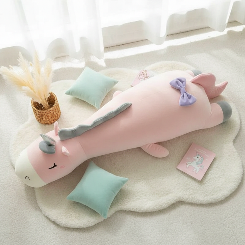 giant lovely unicorn plush toy - flat-lay