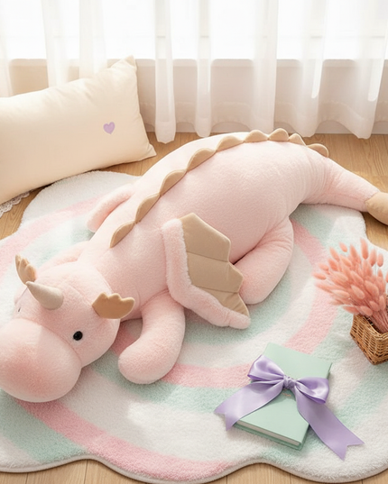 giant pink unicorn body pillow plush - flat-lay