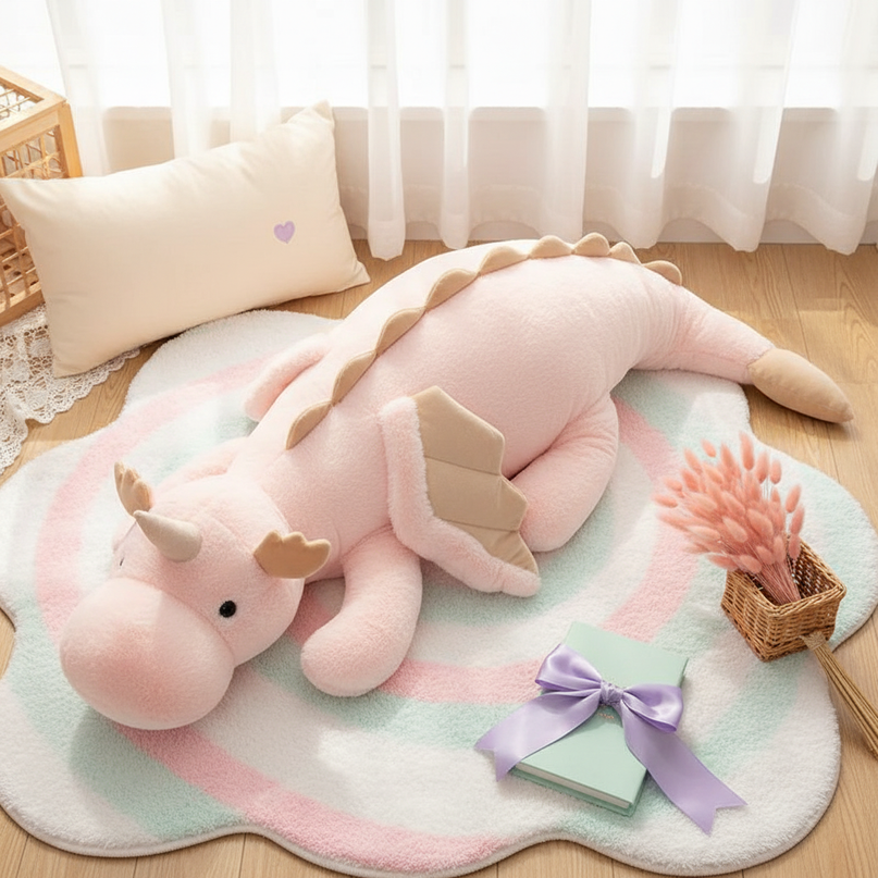 giant pink unicorn body pillow plush - flat-lay