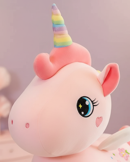 giant pink unicorn plush stuffed animal - detail