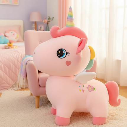 giant pink unicorn plush stuffed animal - lifestyle