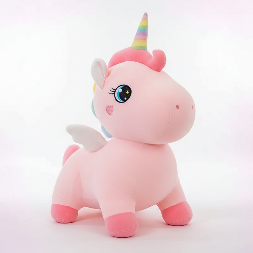 giant pink unicorn plush stuffed animal - white-bg