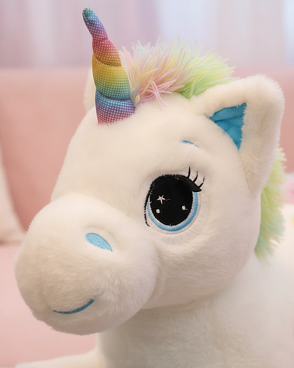 giant rainbow unicorn stuffed animal - detail