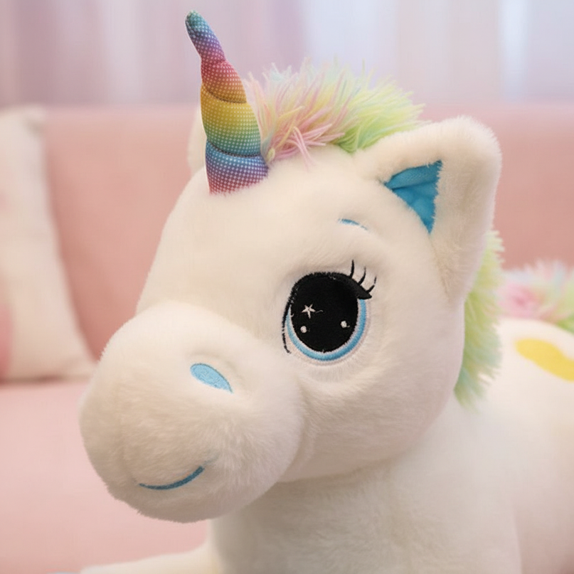 giant rainbow unicorn stuffed animal - detail