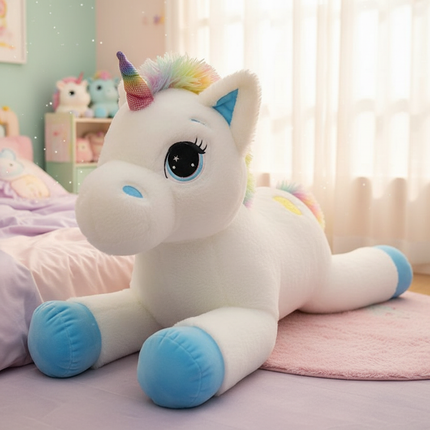 giant rainbow unicorn stuffed animal - lifestyle