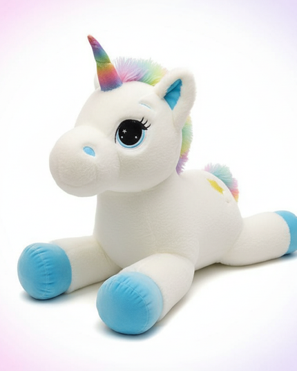 giant rainbow unicorn stuffed animal - white-bg