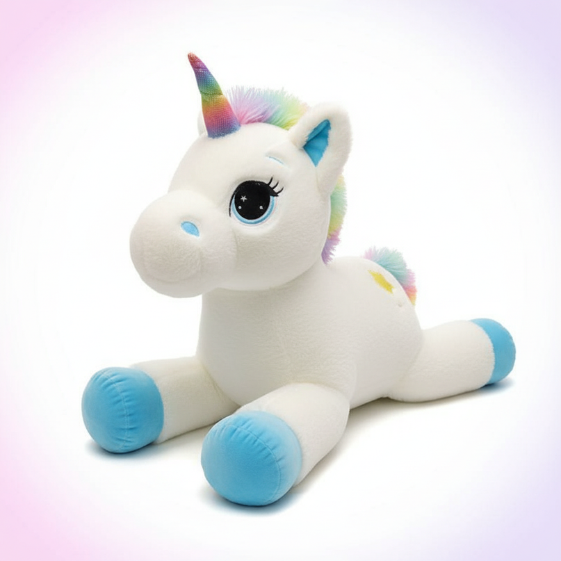 giant rainbow unicorn stuffed animal - white-bg