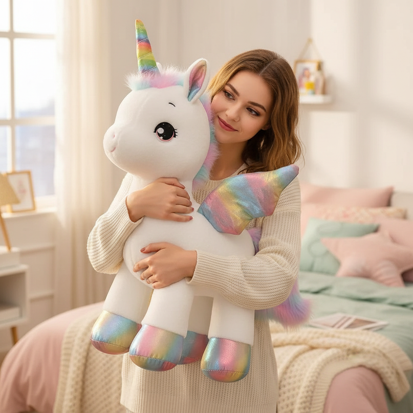 giant size unicorn plush - in-use
