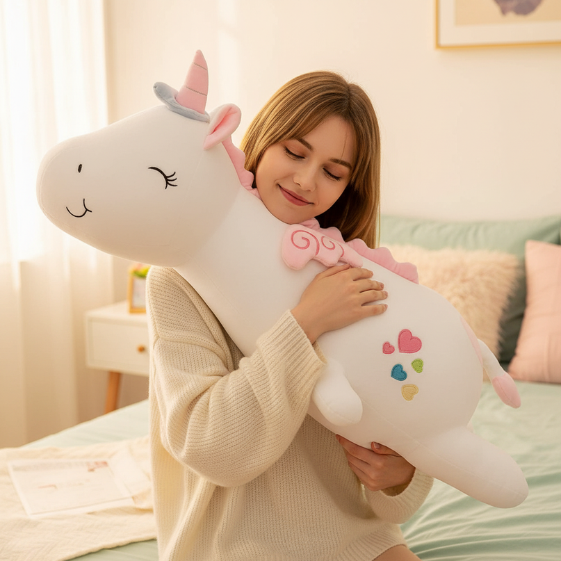 giant unicorn plush - in-use