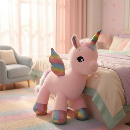 giant unicorn plush stuffed animal - lifestyle