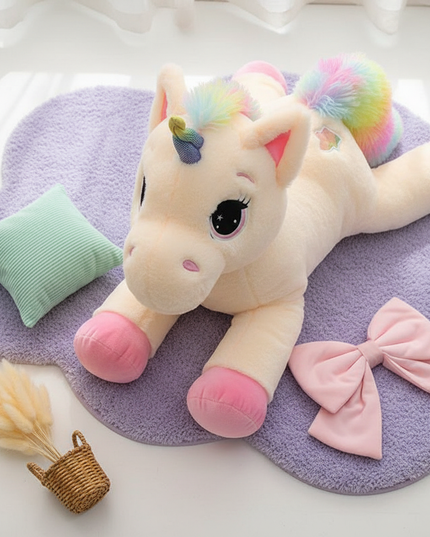 giant unicorn plush toy - flat-lay