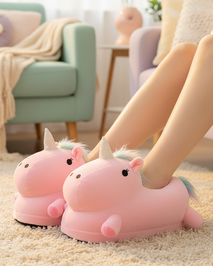 giant unicorn slippers - in-use