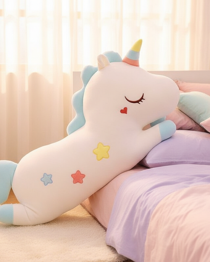 giant white stuffed unicorn - lifestyle