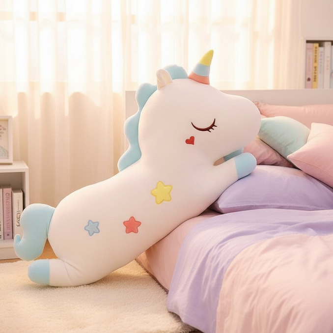 giant white stuffed unicorn - lifestyle