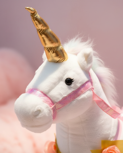 giant white unicorn plush toy - detail