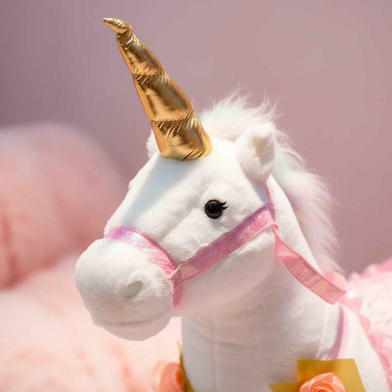 giant white unicorn plush toy - detail