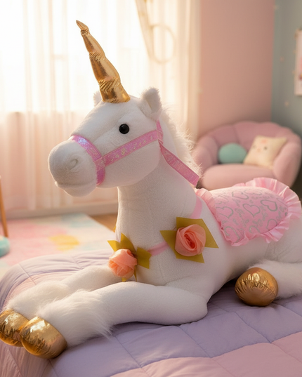 giant white unicorn plush toy - lifestyle