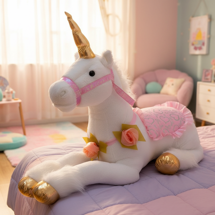 giant white unicorn plush toy - lifestyle