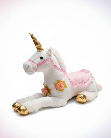 giant white unicorn plush toy - white-bg