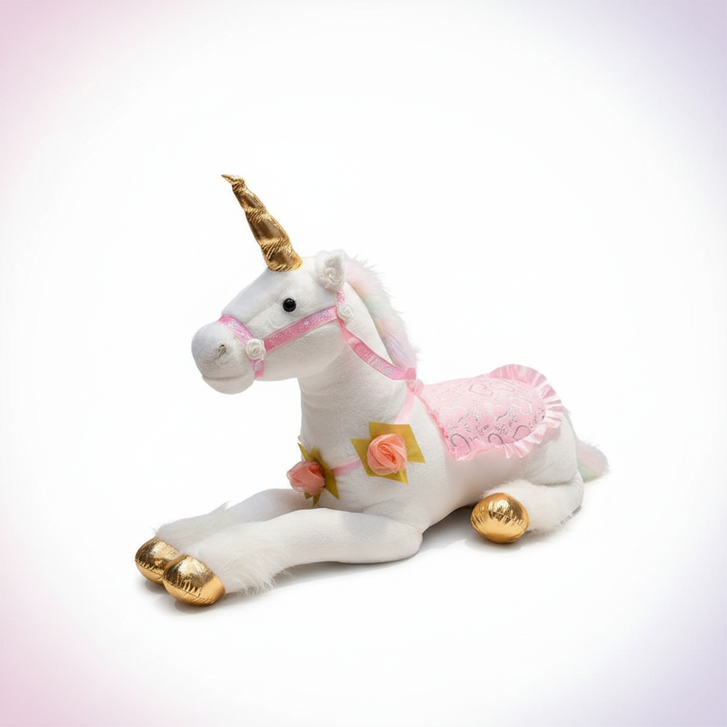 giant white unicorn plush toy - white-bg