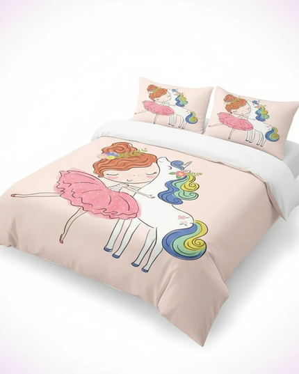 girl hugging unicorn bedding - white-bg
