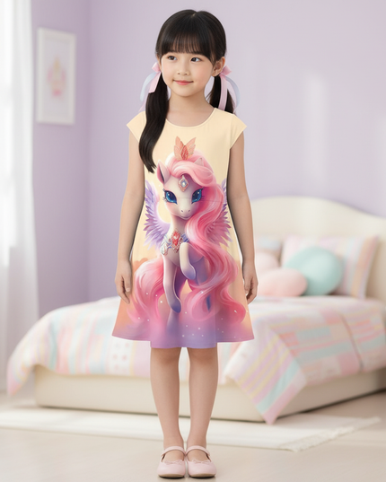 girls 3d unicorn star dress - detail