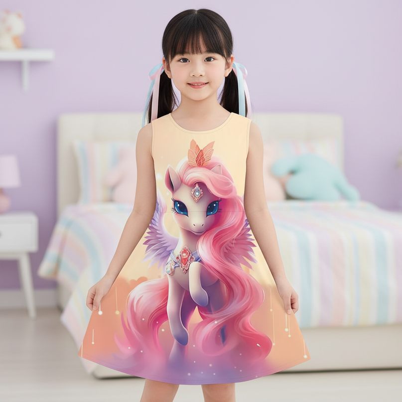girls 3d unicorn star dress - front