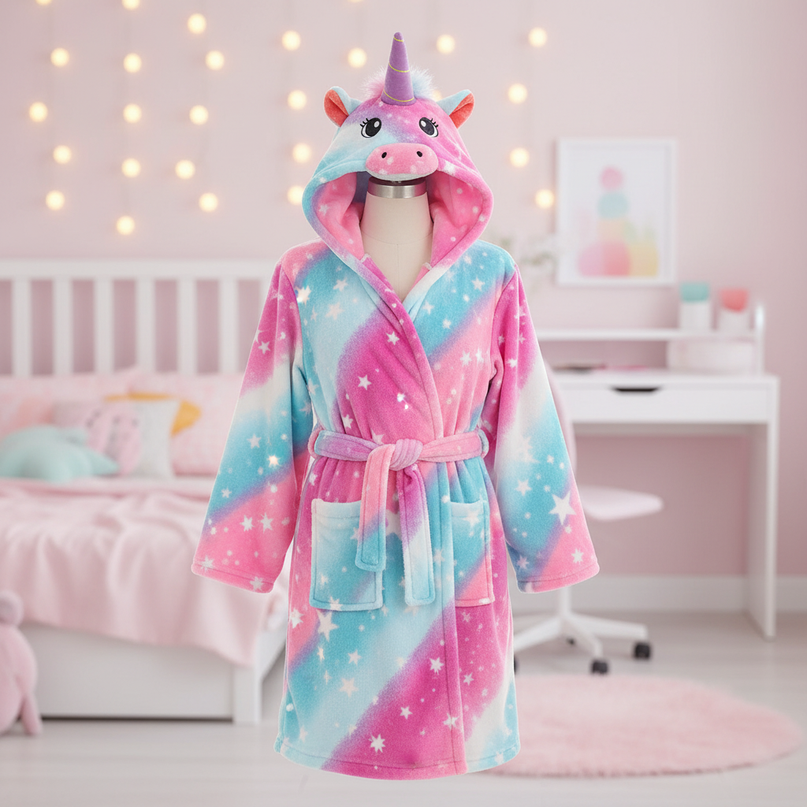 girls hooded unicorn robe - lifestyle