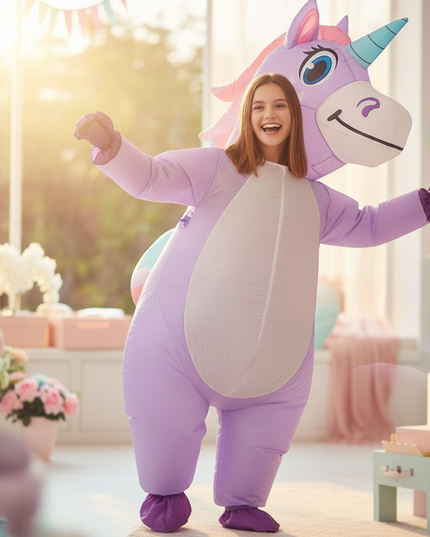 girls inflatable costume unicorn - in-use