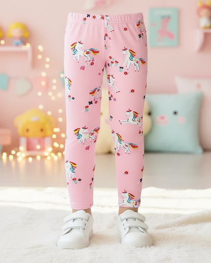 girls pink unicorn leggings - lifestyle
