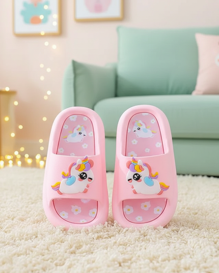 girls pink unicorn slippers - lifestyle