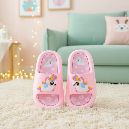 girls pink unicorn slippers - lifestyle