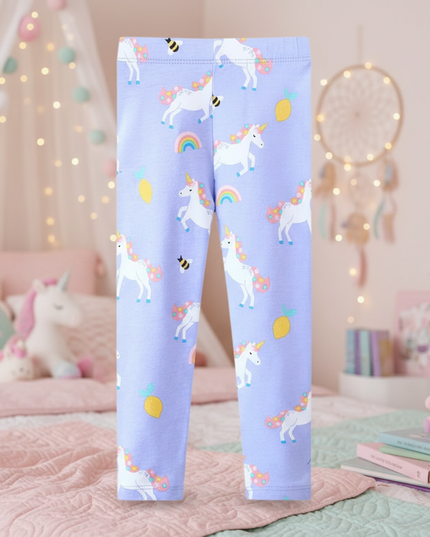 girls purple unicorn leggings - lifestyle