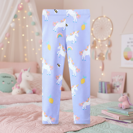 girls purple unicorn leggings - lifestyle