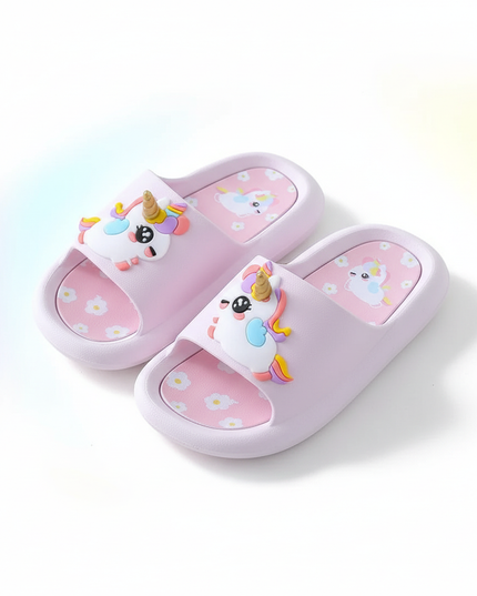 girls purple unicorn slippers - white-bg