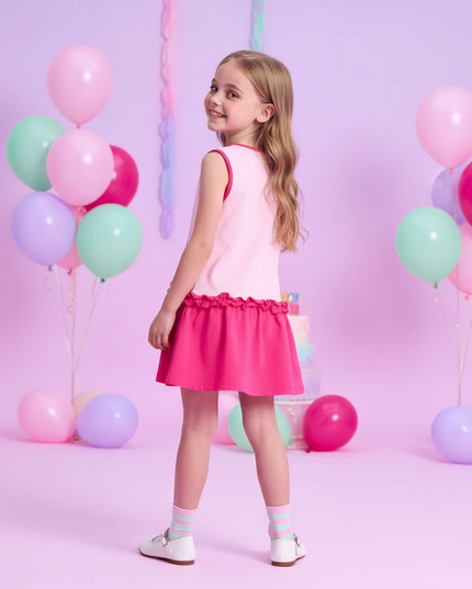 girls sleeveless unicorn print dress - back