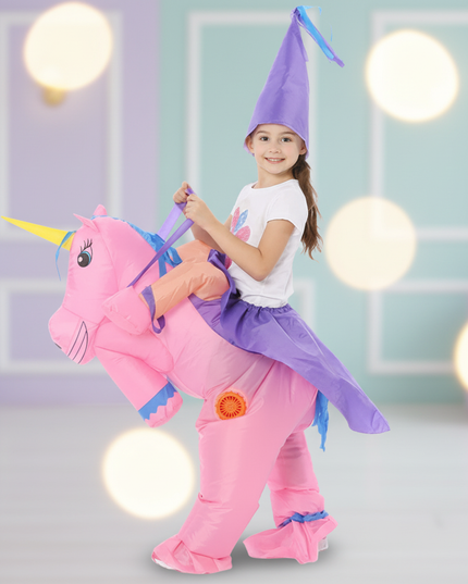 girls sparkle unicorn inflatable costume - lifestyle