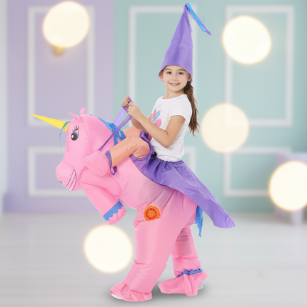 girls sparkle unicorn inflatable costume - lifestyle