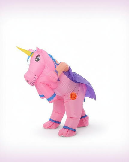 girls sparkle unicorn inflatable costume - white-bg