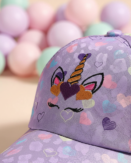 girls unicorn baseball cap - detail
